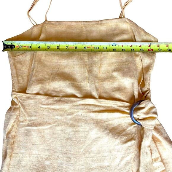 American Eagle Wrap Dress Yellow Ruffled Boho Womens Large - Picture 6 of 8